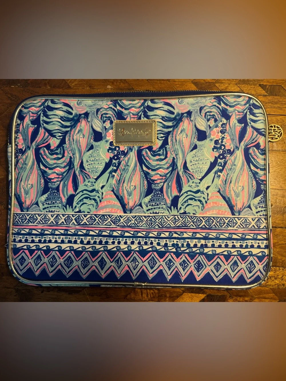 Lilly Pulitzer Navy Pink Mint Patterned Sleeve neoprene tablet laptop soft case